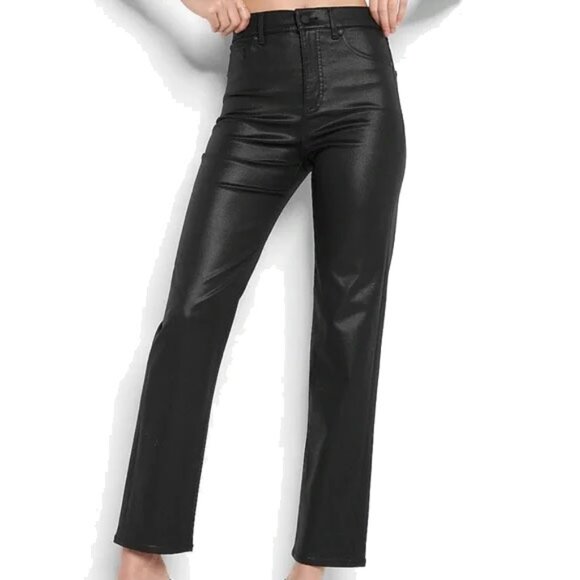 NWOT $98 Express Wax Coated Super High Waist Modern Jeans 6R Slim Straight Leg - Picture 1 of 13